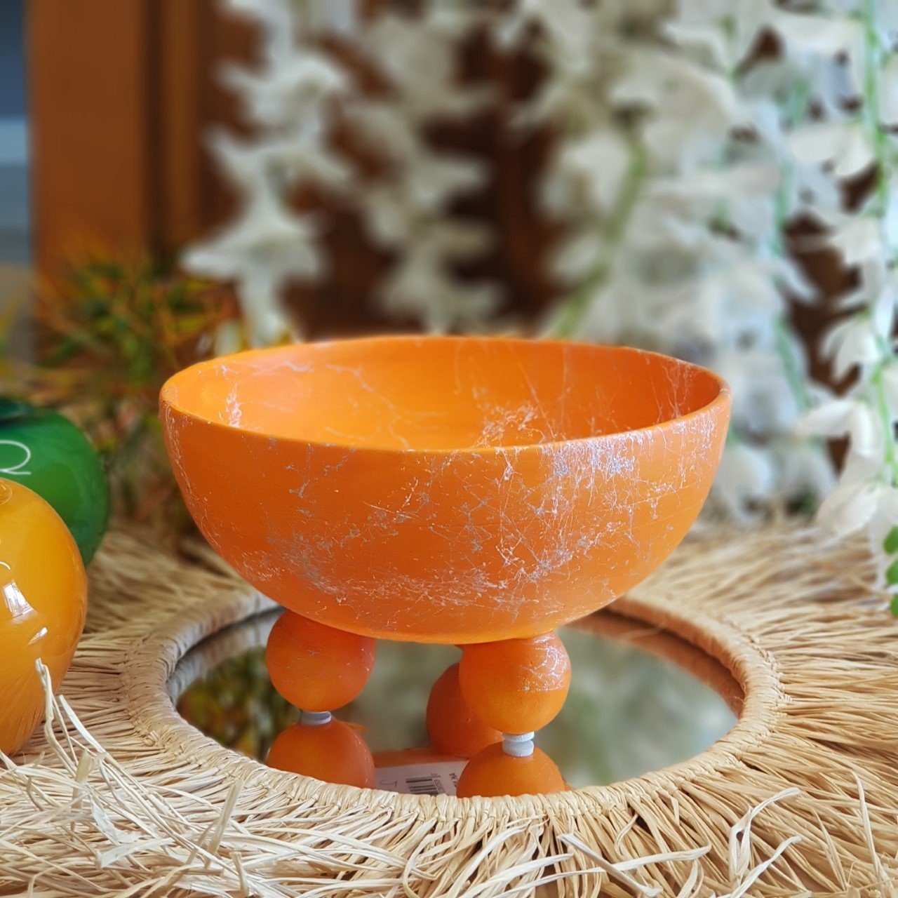 Avanos Antik Ayaklı Kase Küçük Boy Turuncu