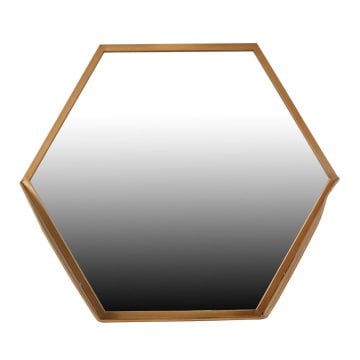 Gold  Altıgen Raflı 2'Li Duvar Aynası