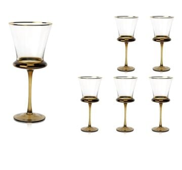 Roxy 6lı Kahverengi Kırmızı Şarap Kadehi