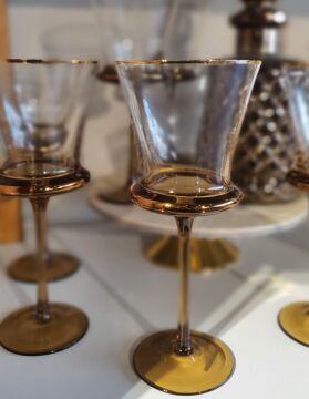 Roxy 6lı Kahverengi Kırmızı Şarap Kadehi