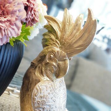 Gold İşlemeli Papağan Dekor 26cm