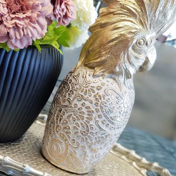 Gold İşlemeli Papağan Dekor 33cm