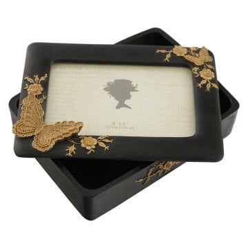 Gold Kelebekli Fotoğraf Çerçeveli Kutu