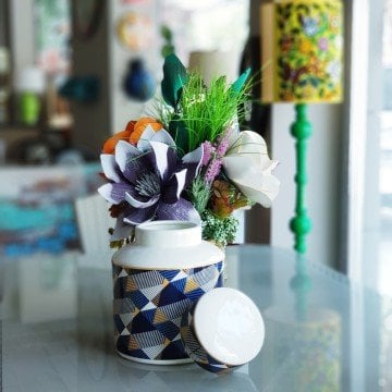 Mozaik Desen Silindir Küp Vazo Büyük Boy