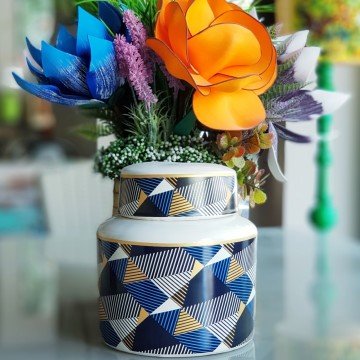 Mozaik Desen Silindir Küp Vazo Küçük Boy