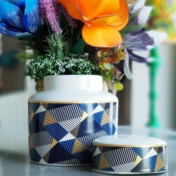 Mozaik Desen Silindir Küp Vazo Küçük Boy