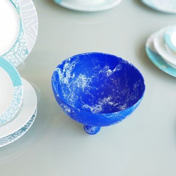 Avanos Antik Ayaklı Kase Küçük Boy Kobalt Mavi