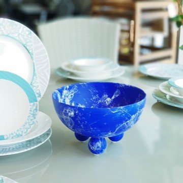 Avanos Antik Ayaklı Kase Küçük Boy Kobalt Mavi