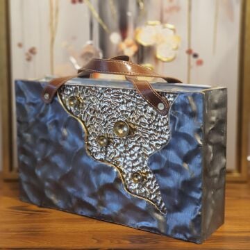 New Lüks Silver&Gold Metal Dekoratif Çanta Saksı 40cm