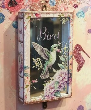 Kolibri Kuşu Desenli Aynalı Kitap Kutu Anahtarlık