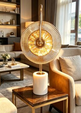 Gold Sun Mermer Taban Abajur