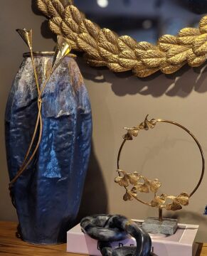 Gold-Gri Metal Saksı Orta Boy 52cm