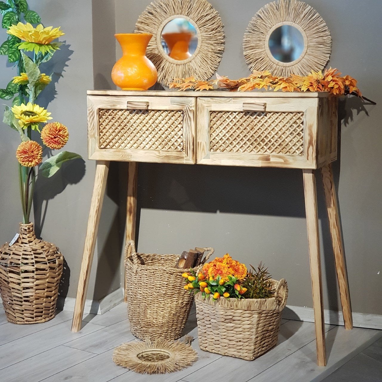 Naturel Ahşap Çekmeceli Dresuar