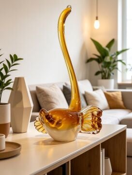 Dekoratif Cam Balık Obje 32cm
