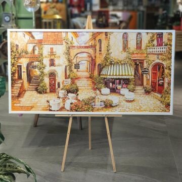 60cmx120cm Beyaz Ahşap Çerçeveli Kanvas Tablo