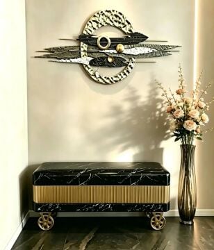 Modern Gold Gri Metal Duvar Panosu 140cm