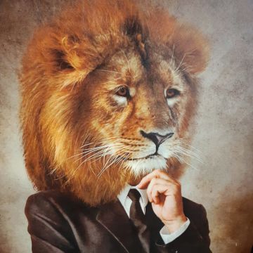 60cmX90cm Gümüş Çerçeveli AslanTablo