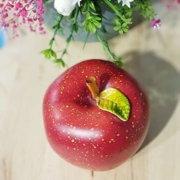 Artistik El Boyama Kırmızı Elma Dekor Büyük Boy