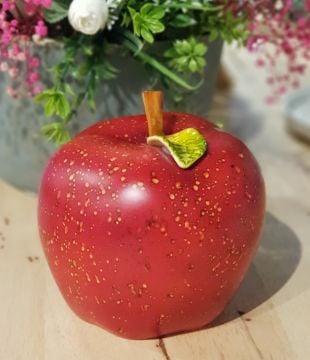 Artistik El Boyama Kırmızı Elma Dekor Büyük Boy
