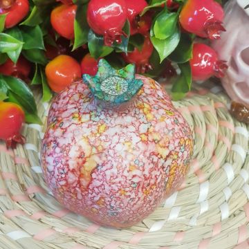 Artistik El Boyama Pembe Nar Dekor Mini Boy