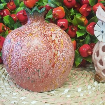 Artistik El Boyama Pembe Nar Dekor Büyük Boy