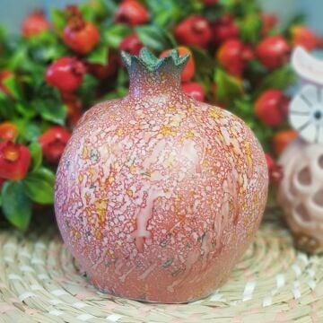 Artistik El Boyama Pembe Nar Dekor Büyük Boy