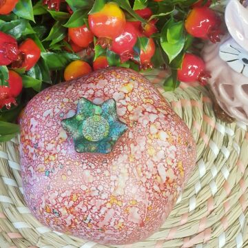 Artistik El Boyama Pembe Nar Dekor Büyük Boy