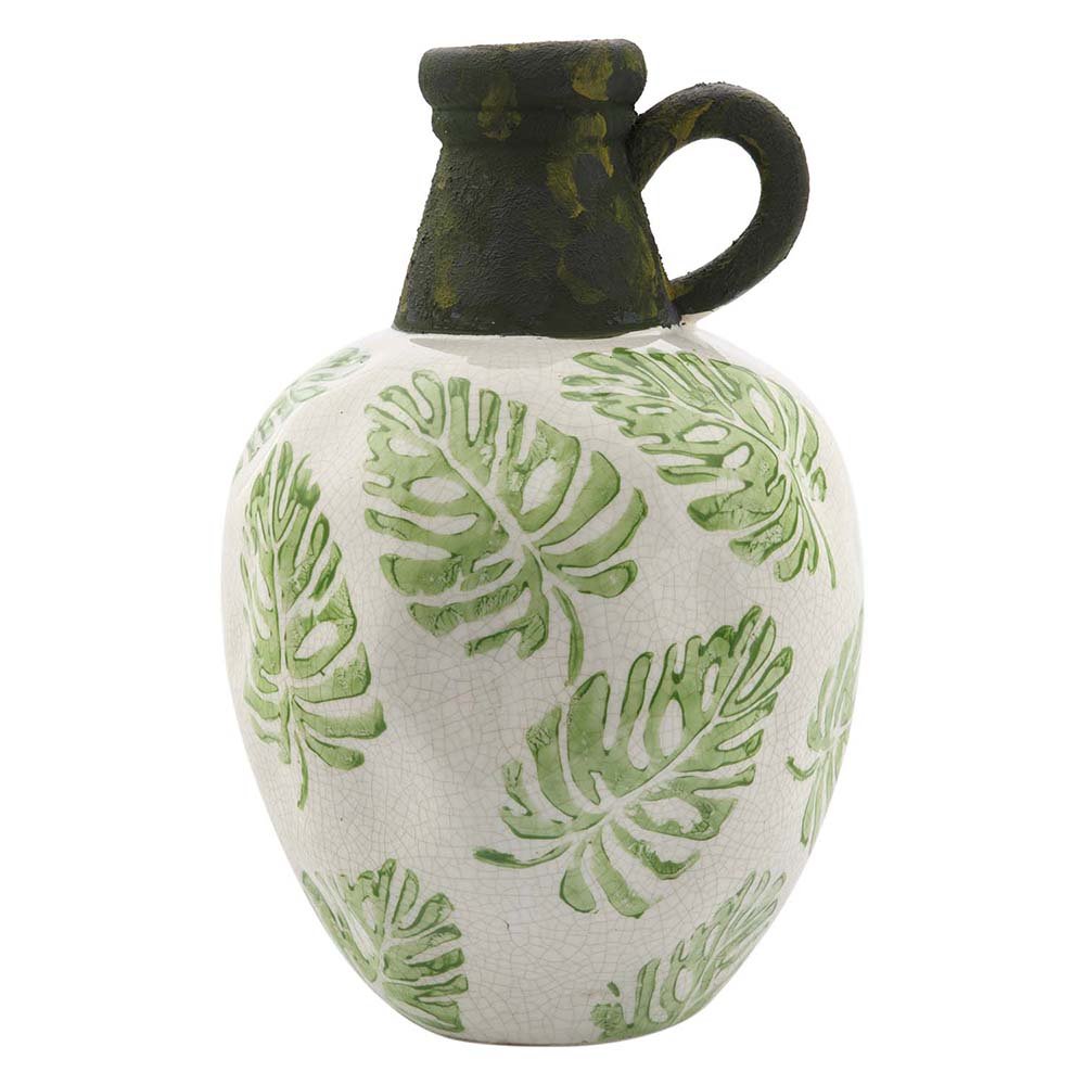 Yeşil Seramik Kulplu Vazo Büyük Boy