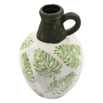 Yeşil Seramik Kulplu Vazo Büyük Boy