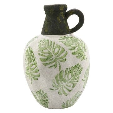 Yeşil Seramik Kulplu Vazo Küçük Boy