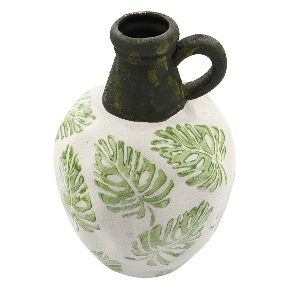 Yeşil Seramik Kulplu Vazo Küçük Boy