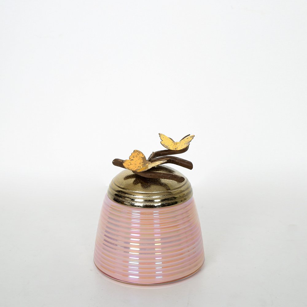 Pembe Cam Kavanoz Küçük Boy