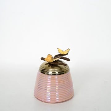 Pembe Cam Kavanoz Küçük Boy