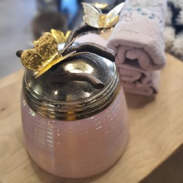 Pembe Cam Kavanoz Küçük Boy