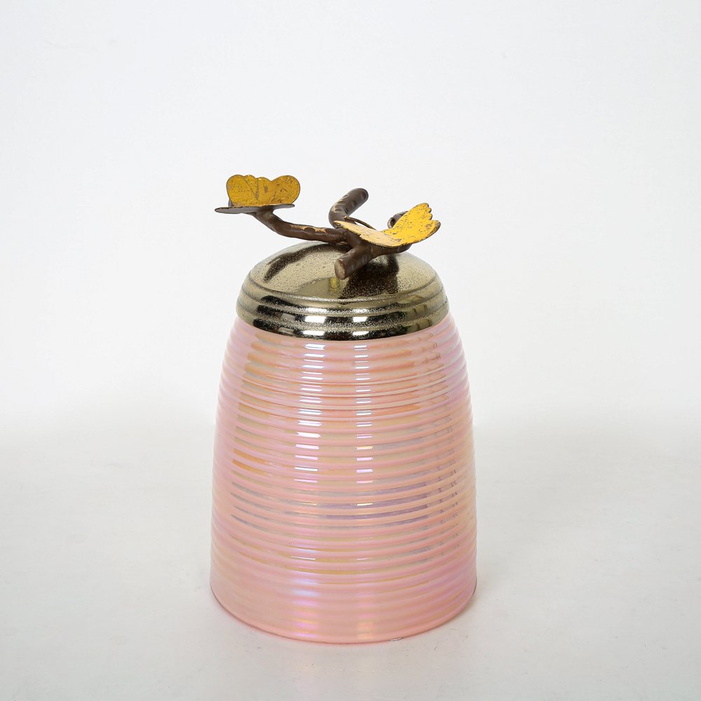 Pembe Cam Kavanoz Büyük Boy