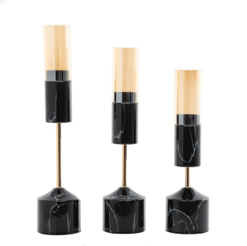 Siyah Mermer Desenli 3'Lü Mumluk