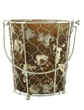 Kanta Antik Metal Telli Cam Mumluk Orta Boy