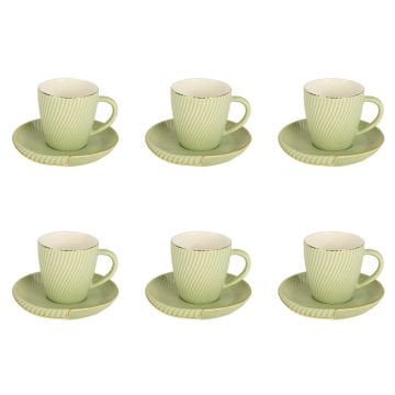 Porselen 6'Lı Kahve Fincanı Yeşil
