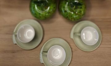 Porselen 6'Lı Kahve Fincanı Yeşil