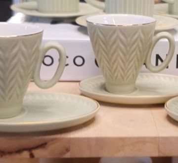 Porselen 6'Lı Kahve Fincanı Yeşil