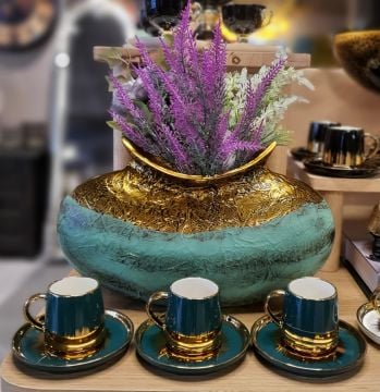 Lüx Porselen 6'Lı Fincan Takımı Yeşil