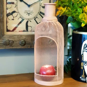 Pudra Pembe Metal Şişe Model Mumluk
