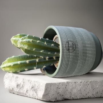 Waffle Seramik Vazo Yeşil Küçük Boy 13cm