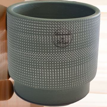 Waffle Seramik Vazo Yeşil Küçük Boy 13cm