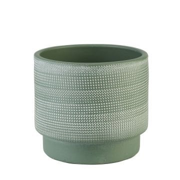 Waffle Seramik Vazo Yeşil Orta Boy 15cm