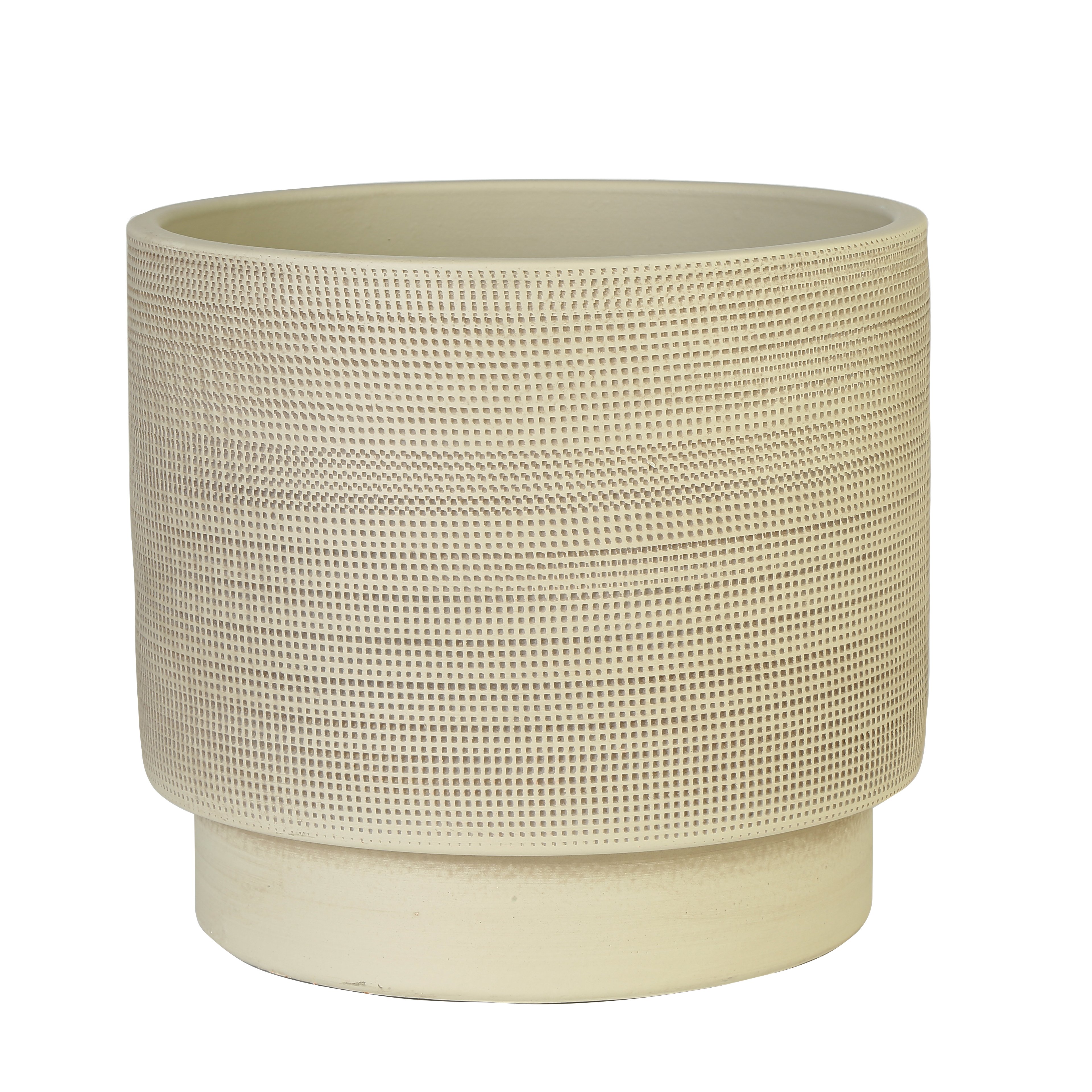 Waffle Seramik Vazo Bej Orta Boy 15cm