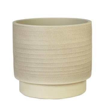 Waffle Seramik Vazo Bej Orta Boy 15cm