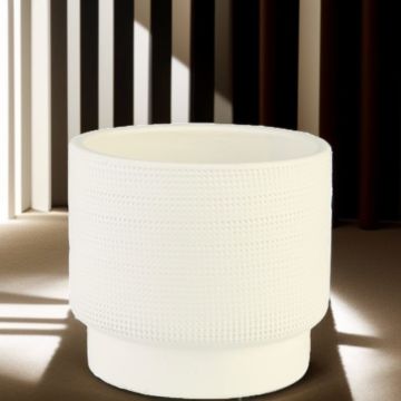 Waffle Seramik Vazo Krem Orta Boy 15cm