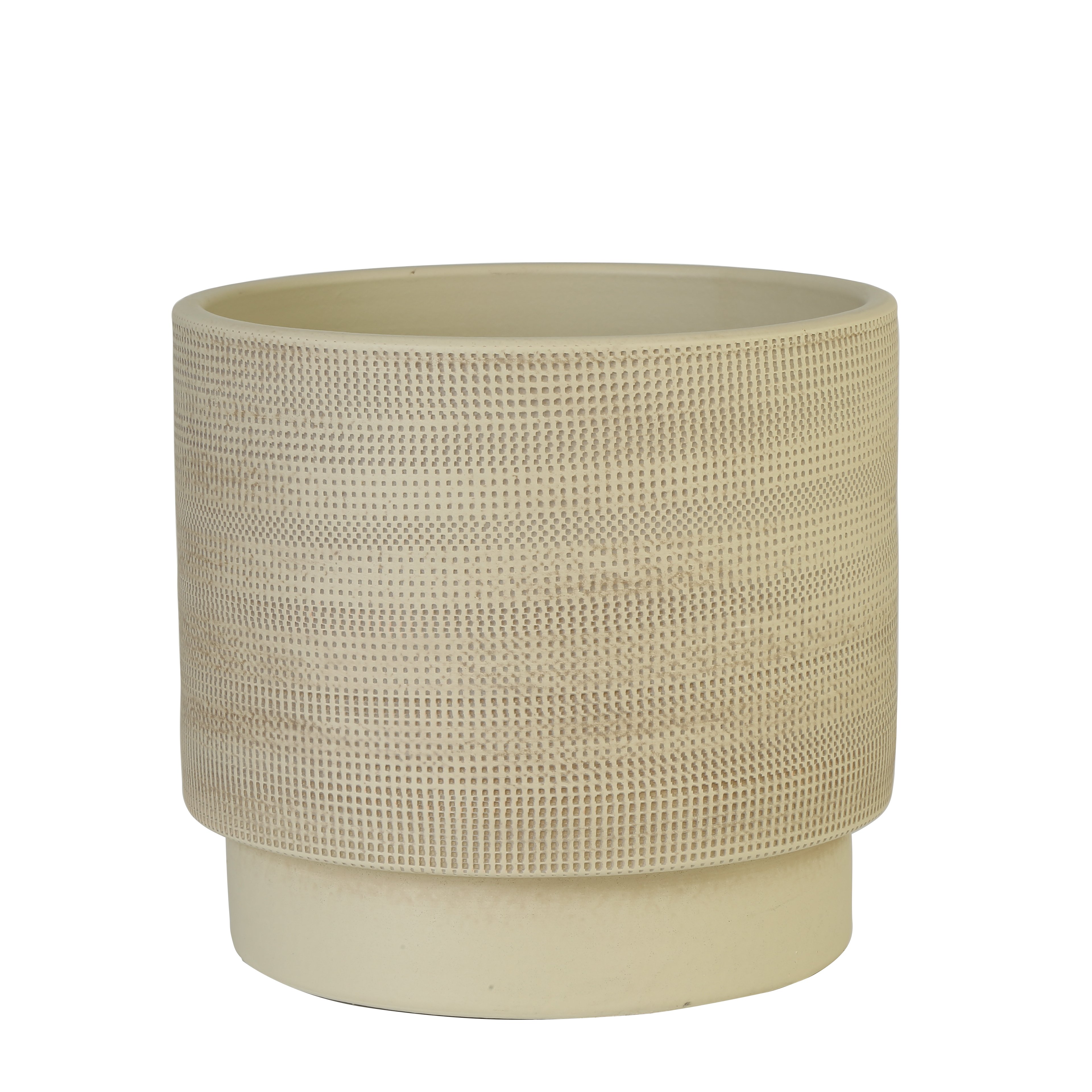 Waffle Seramik Vazo Bej Büyük Boy 22cm