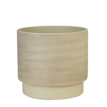 Waffle Seramik Vazo Bej Büyük Boy 22cm